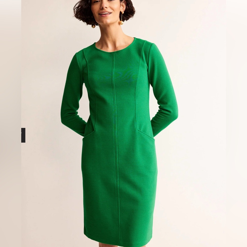 Boden Ellen Ottoman Dress - Green Tambourine